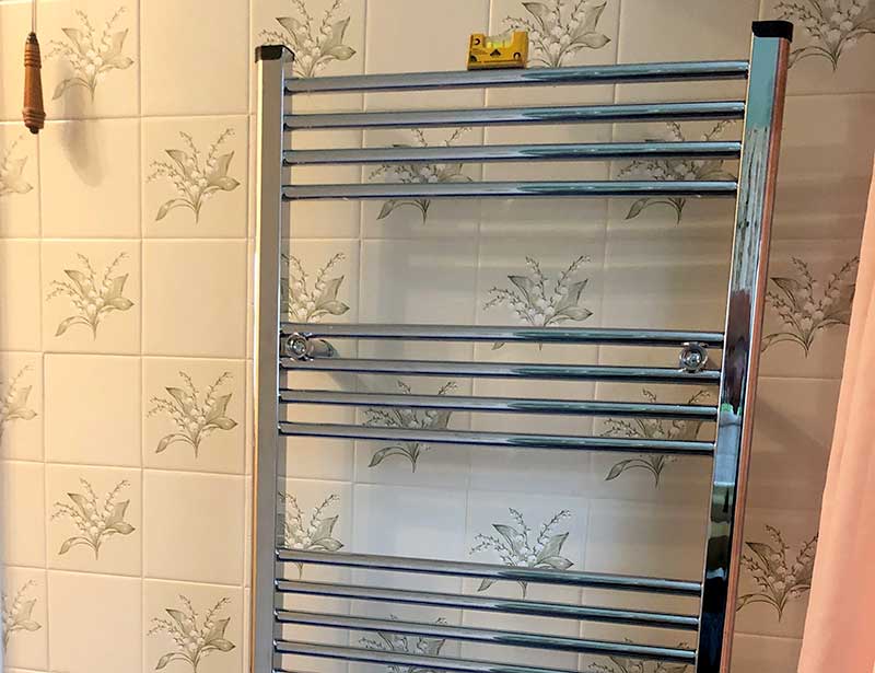 Heated Towel Rail in Bathroom